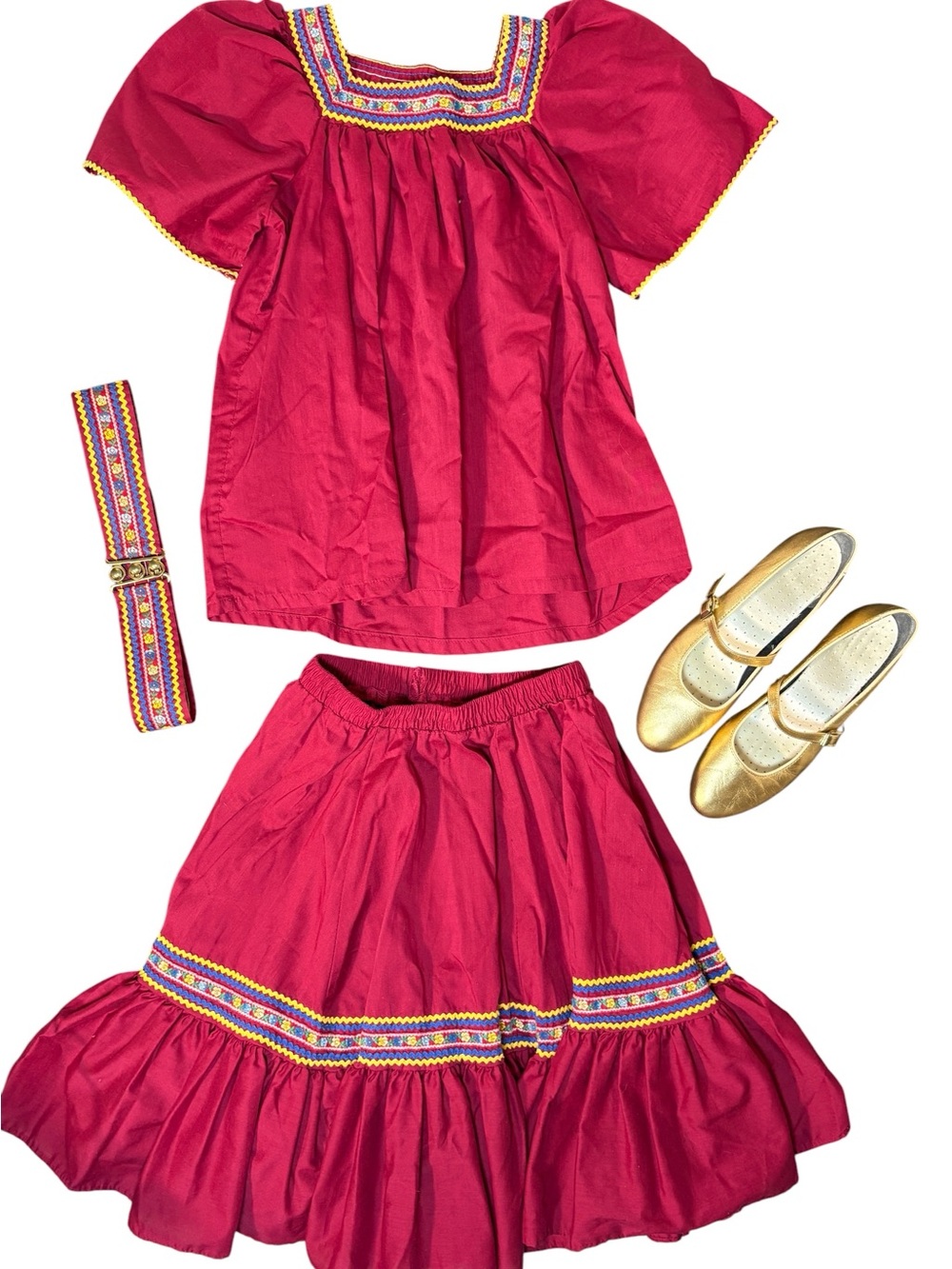 Vintage Malco Modes Prairie Folk Outfit Set w Gold Shoes